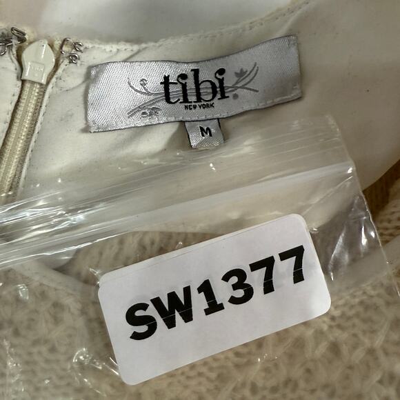 Tibi M Womens 100% Lamb Wool Sweater Dress Ruffle Hem Cream Vintage - Picture 3 of 8